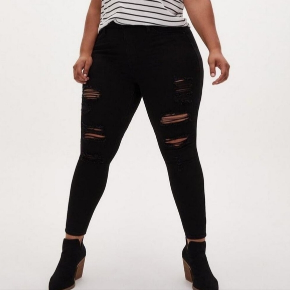 Torrid Black Sky High Skinny Premium Stretch Distressed Jean Plus Size 18 - Picture 1 of 7